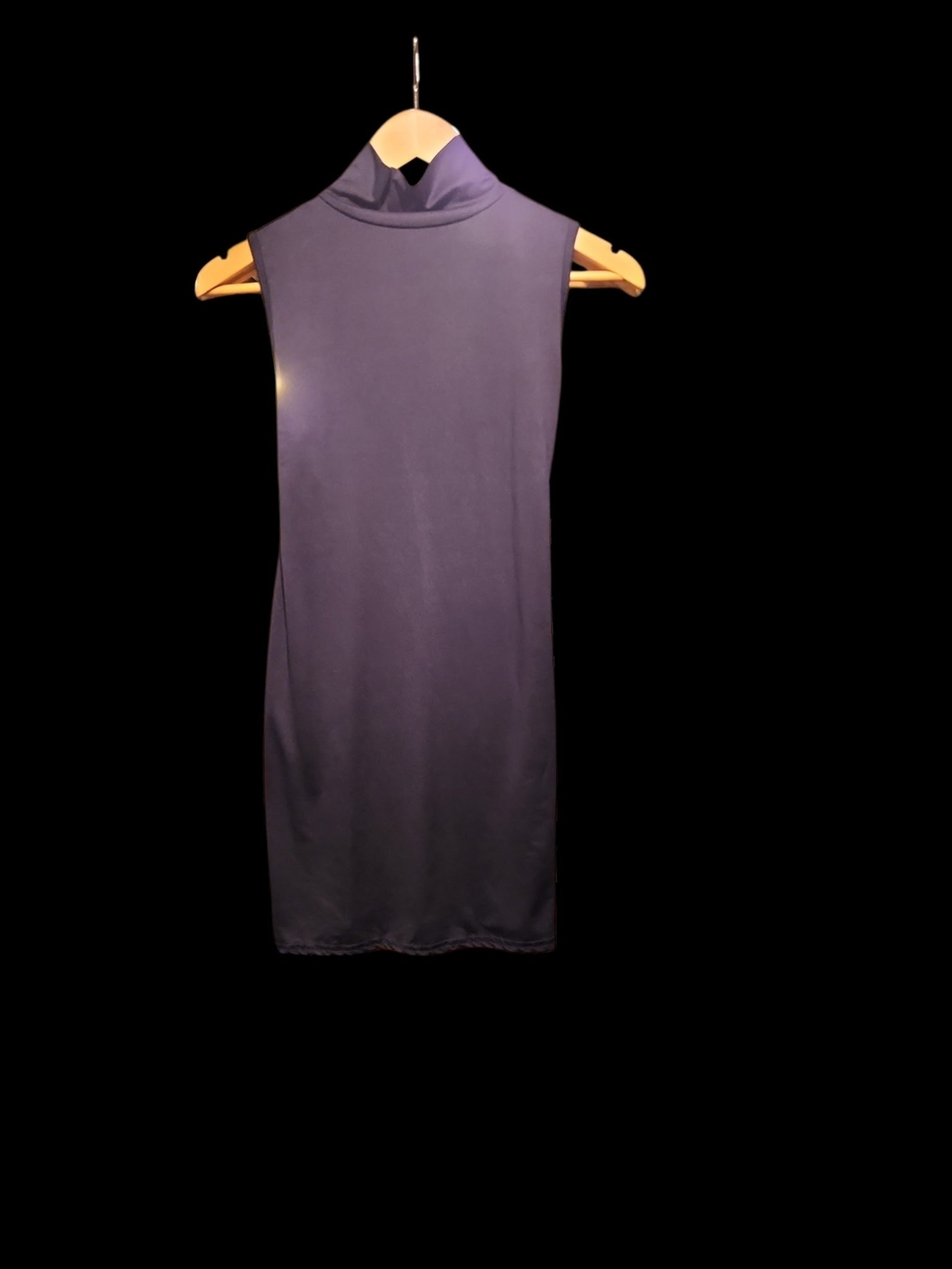 Sleeveless Turtleneck Mini Dress in Navy Blue